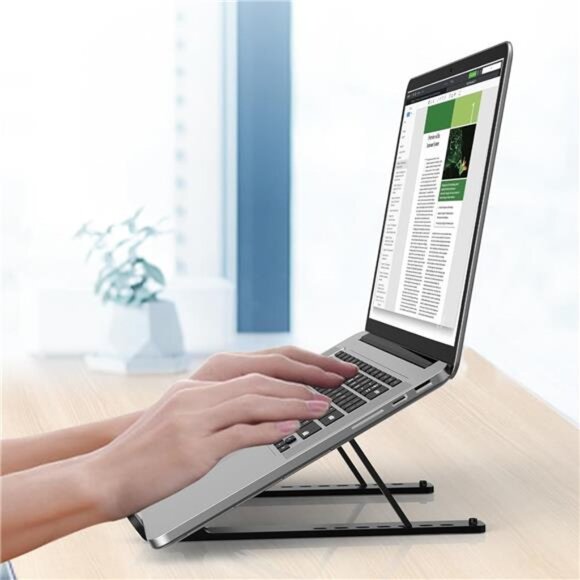 Adjustable Laptop Stand, Portable Laptop Riser for Desk, ABS+Silicone Foldable - Picture 1 of 7